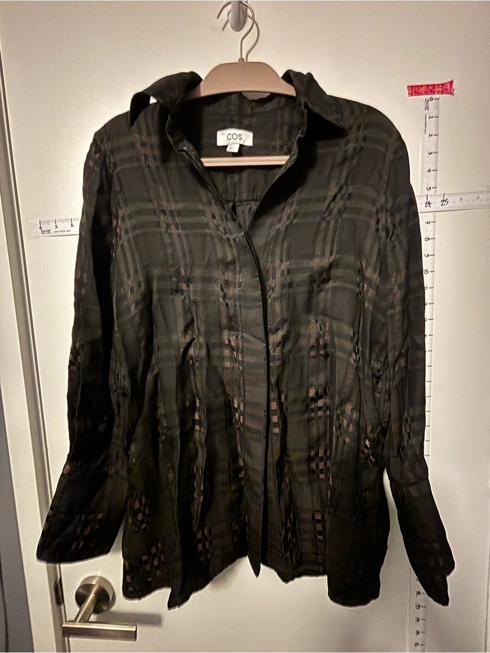 COS Runway Collection Sheer Checked Button-Up Jacquard Shirt size 6 - Picture 6 of 10